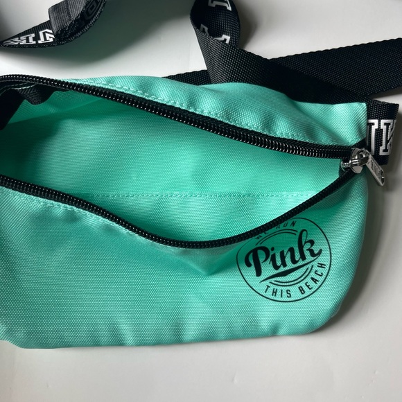 Victoria's Secret Pink Teal￼ We Run This Beach Fanny Pack Waist Bag Purse - Picture 3 of 4